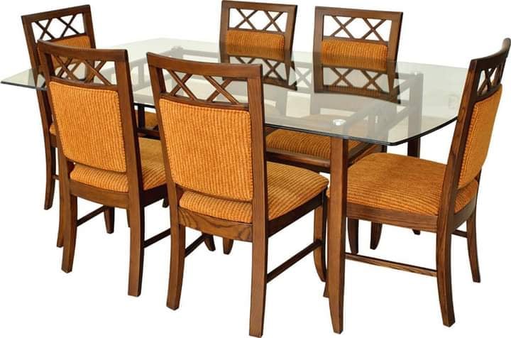 DINING TABLE, WITH GLASS TOP.