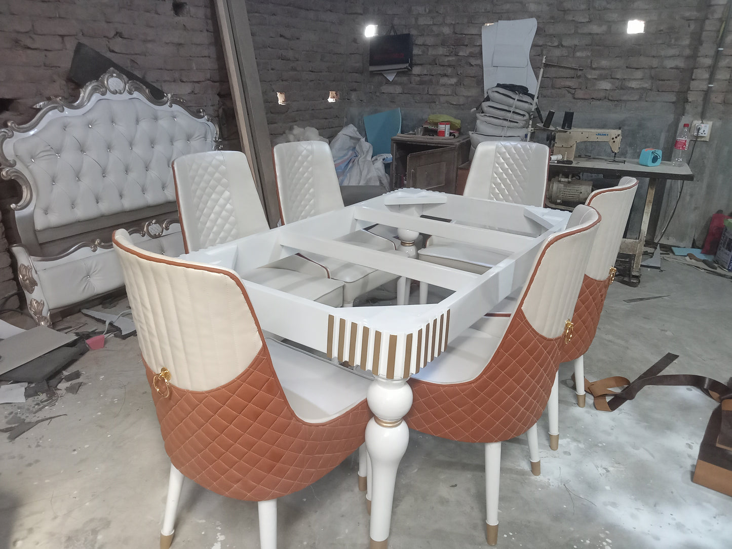 DINING TABLE, WITH MARVEL TOP.