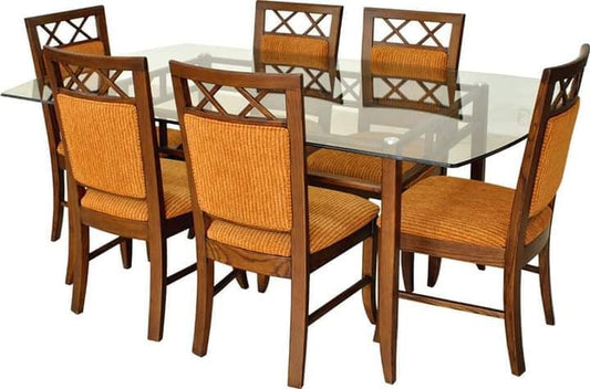 DINING TABLE, WITH GLASS TOP.