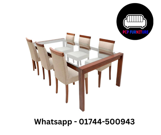 DIING TABLE, WITH GLASS TOP.