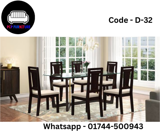 DINING TABLE, WITH GLASS TOP.