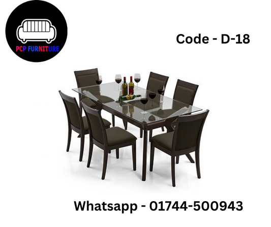 DINING TABLE, WITH TEMPERD GLASS TOP.