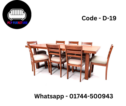 DINING TABLE,/ 8-CHAIR/ WITH SOLID WOOD TOP.